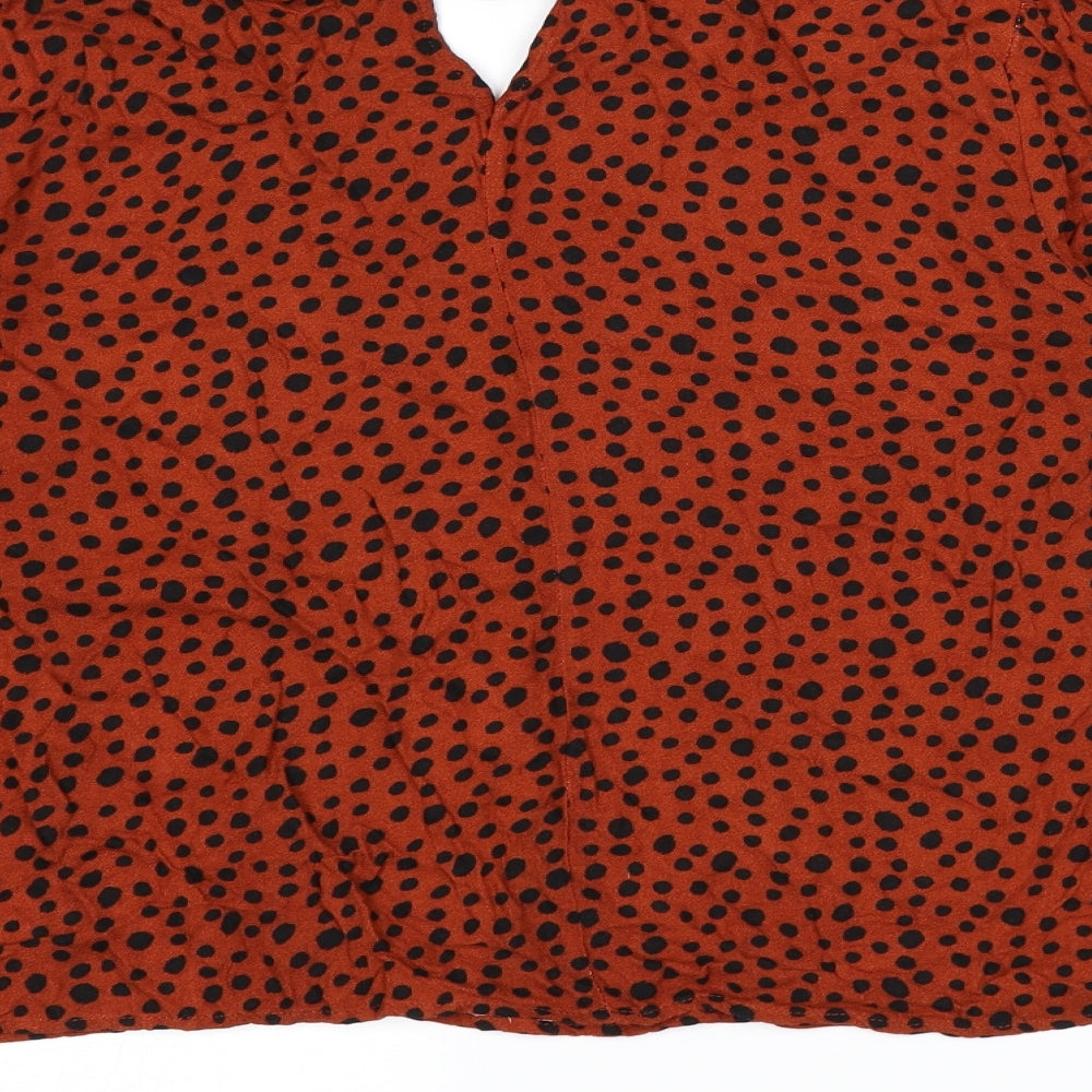Just Fab Womens Brown Animal Print  Basic Blouse Size 2XL