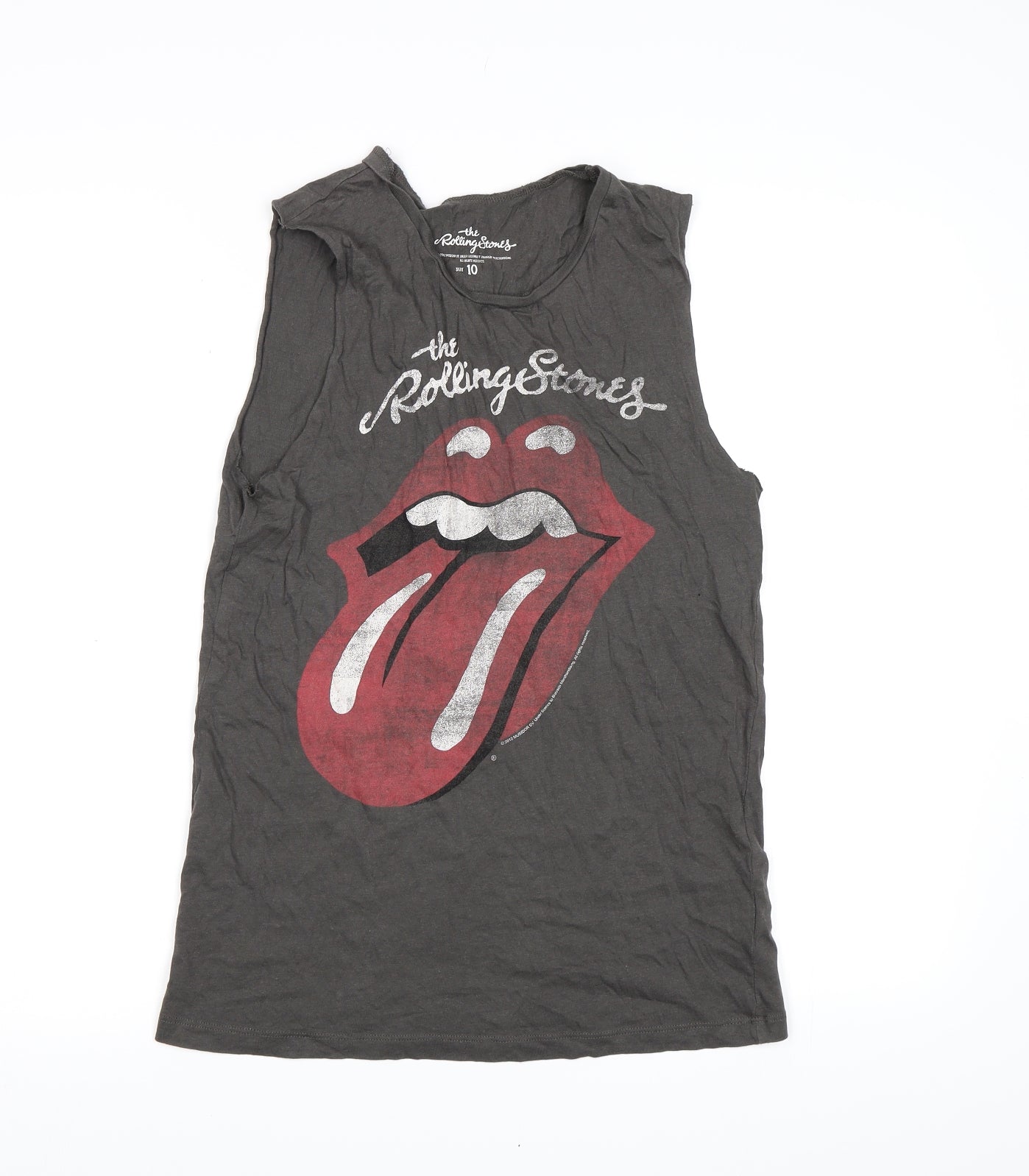New Look Womens Grey   Basic Tank Size 10  - The Rolling Stones