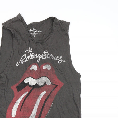 New Look Womens Grey   Basic Tank Size 10  - The Rolling Stones