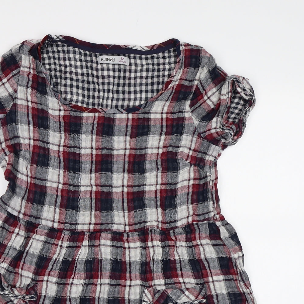 Bellfield Womens Blue Check  T-Shirt Dress  Size 12