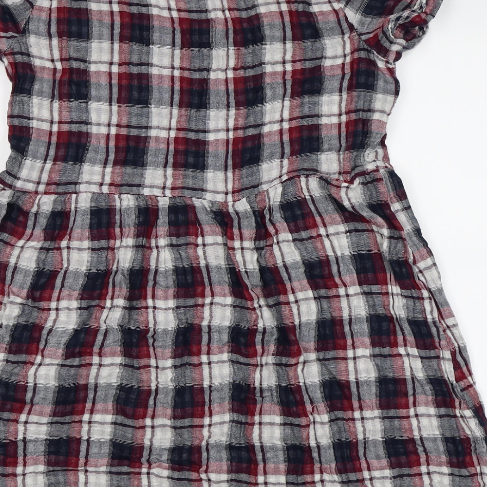 Bellfield Womens Blue Check  T-Shirt Dress  Size 12
