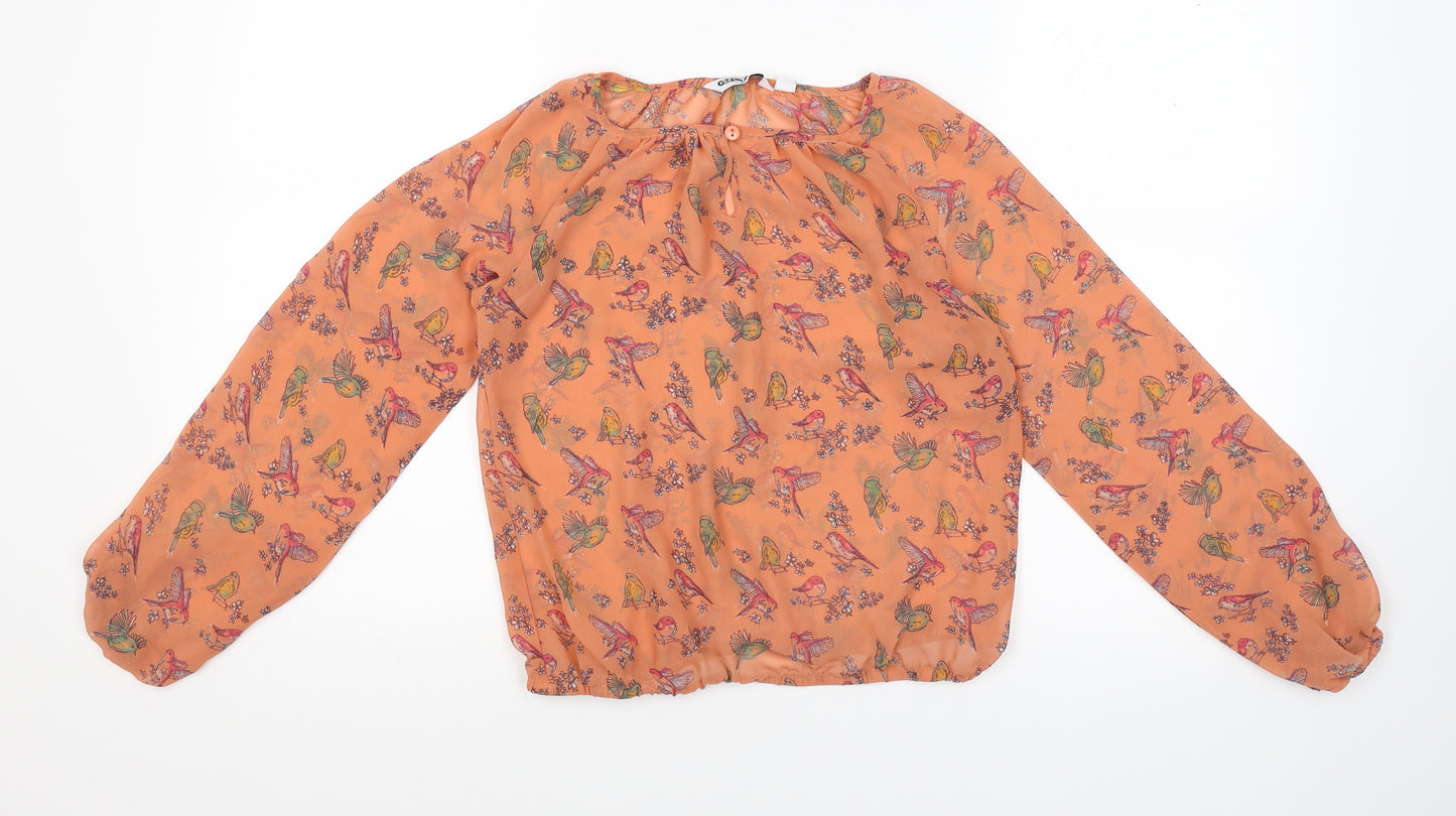 New Look Womens Orange Floral  Basic Blouse Size 12