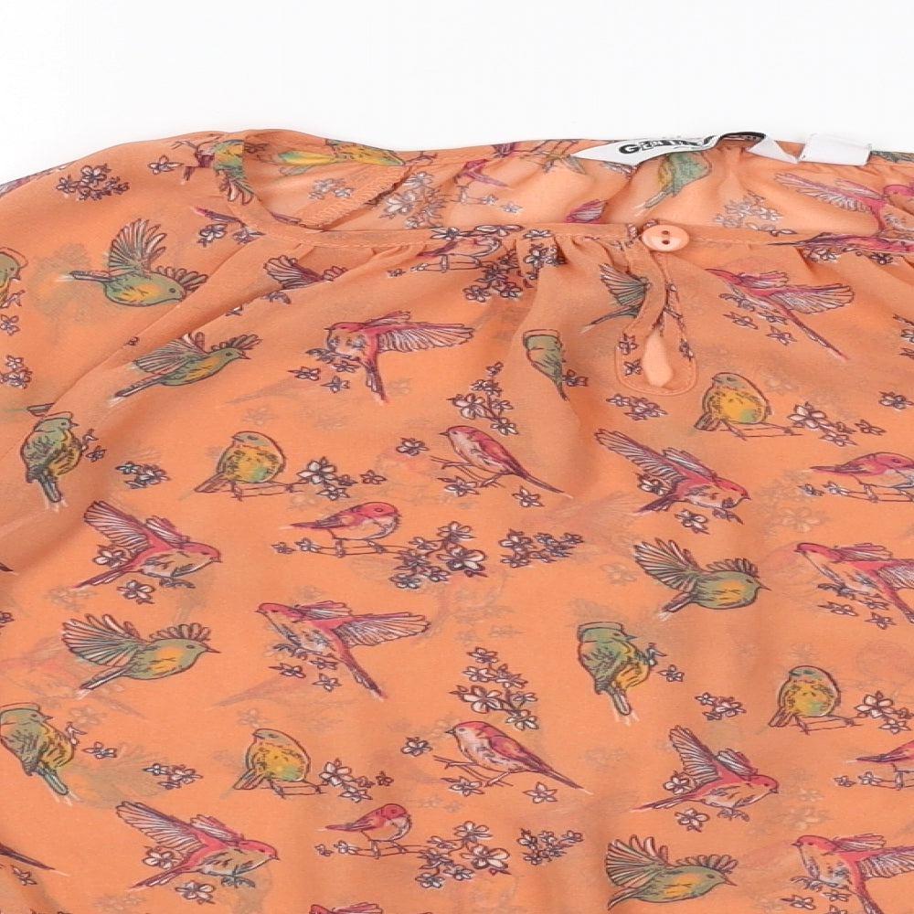 New Look Womens Orange Floral  Basic Blouse Size 12