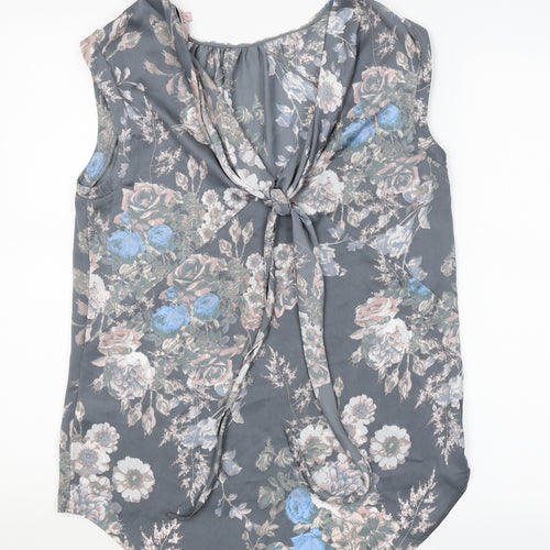 NEXT Womens Grey Floral  Basic Blouse Size 10