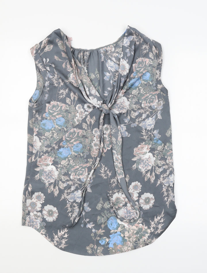 NEXT Womens Grey Floral  Basic Blouse Size 10