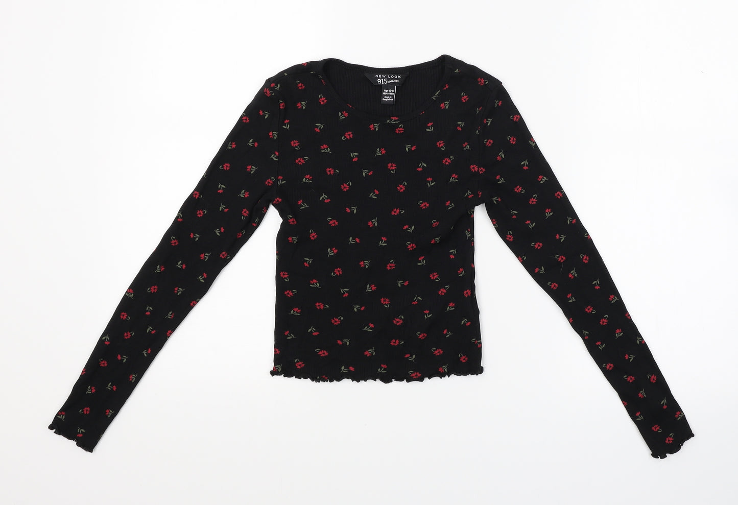 New Look Girls Black Floral  Pullover Jumper Size 10-11 Years