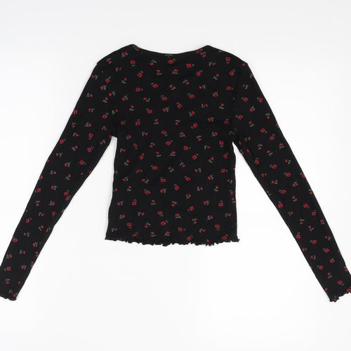 New Look Girls Black Floral  Pullover Jumper Size 10-11 Years