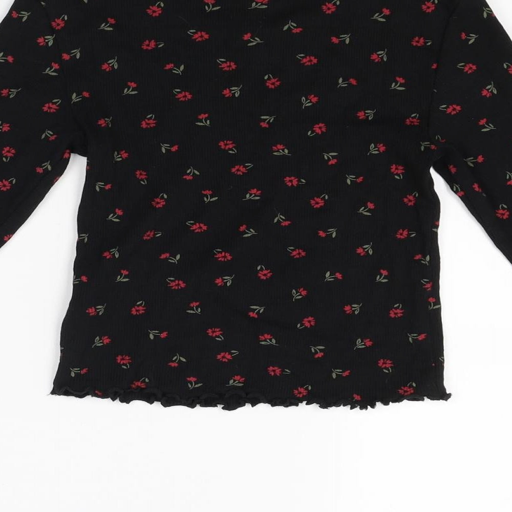 New Look Girls Black Floral  Pullover Jumper Size 10-11 Years