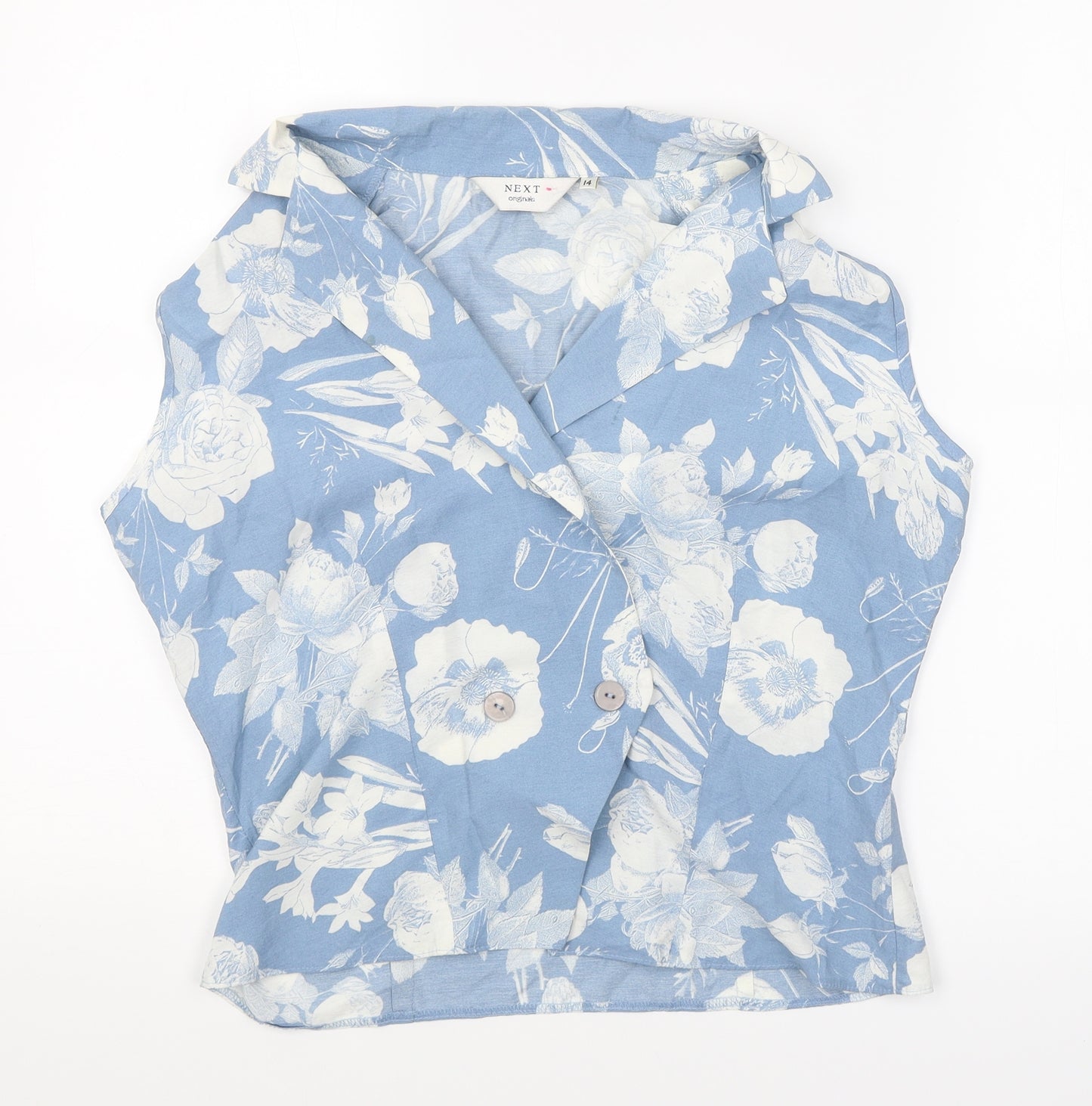 NEXT Womens Blue Floral  Basic Blouse Size 14
