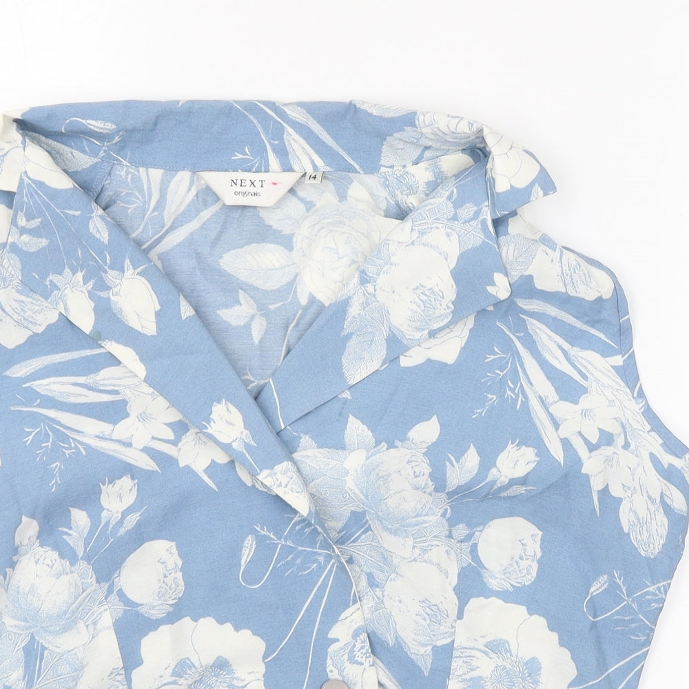 NEXT Womens Blue Floral  Basic Blouse Size 14