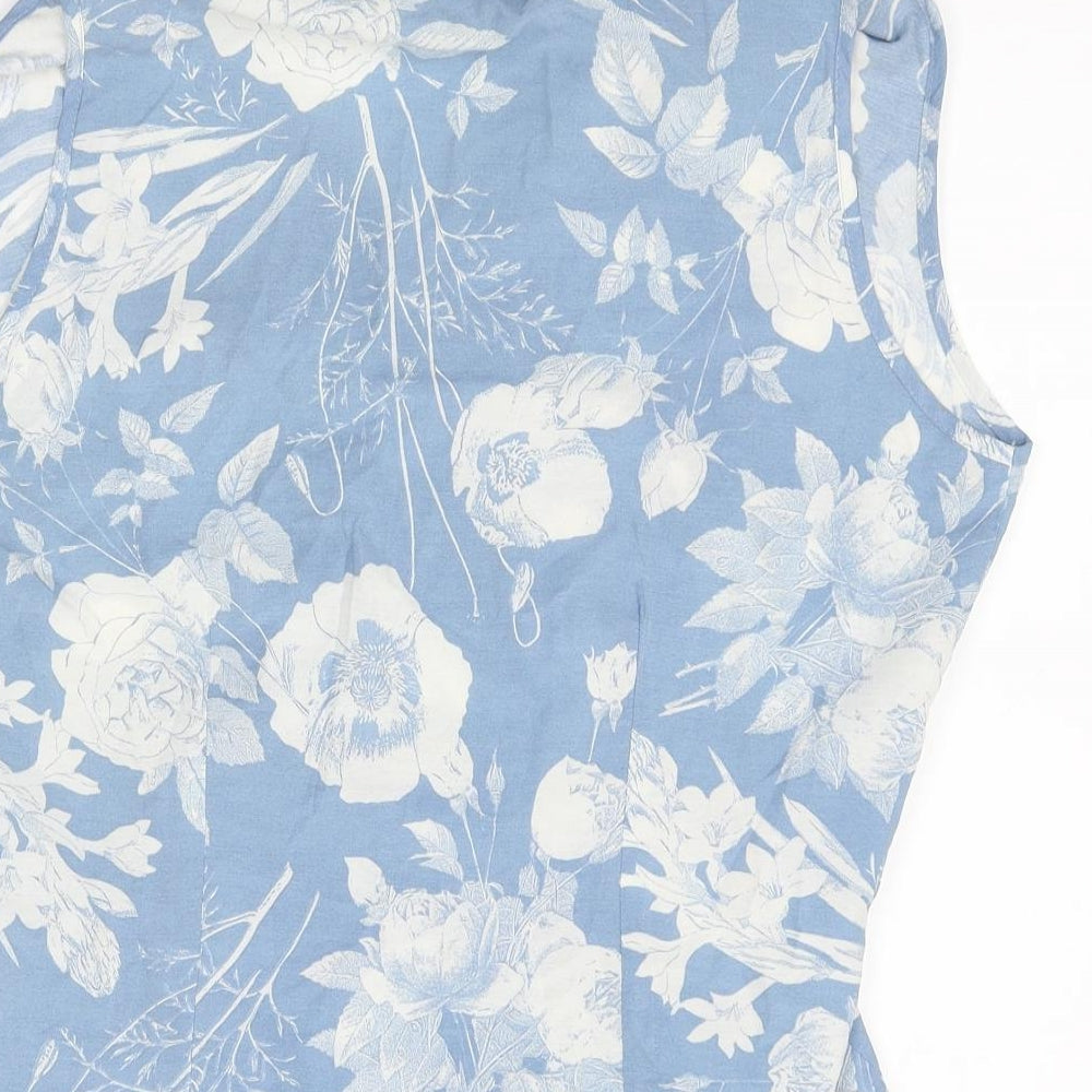 NEXT Womens Blue Floral  Basic Blouse Size 14
