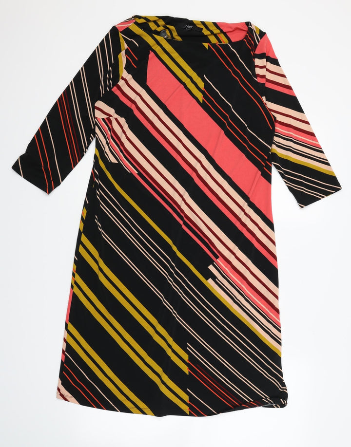 NEXT Womens Pink Striped A-Line Size 12 - stretch fabric