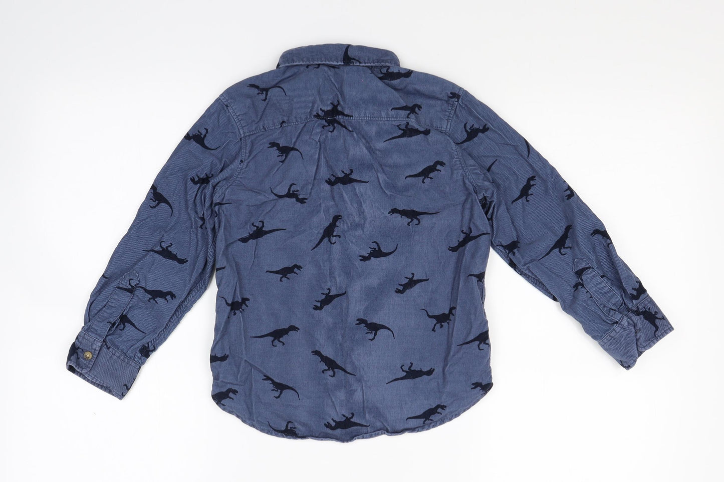 H&M Boys Blue Polka Dot Corduroy Basic Button-Up Size 5-6 Years  - DInosaur