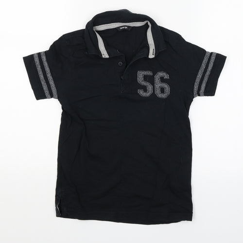 George Boys Black   Basic Polo Size 7-8 Years  - Applique