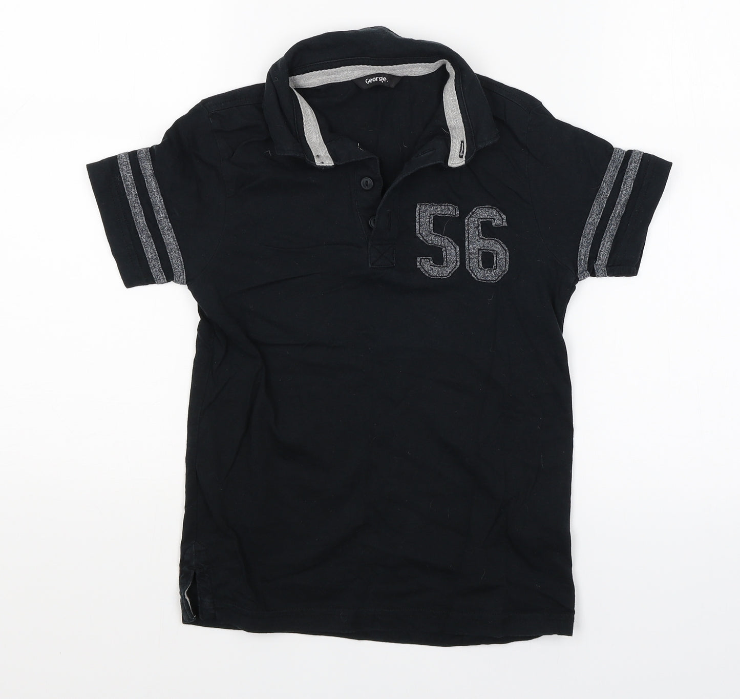 George Boys Black   Basic Polo Size 7-8 Years  - Applique