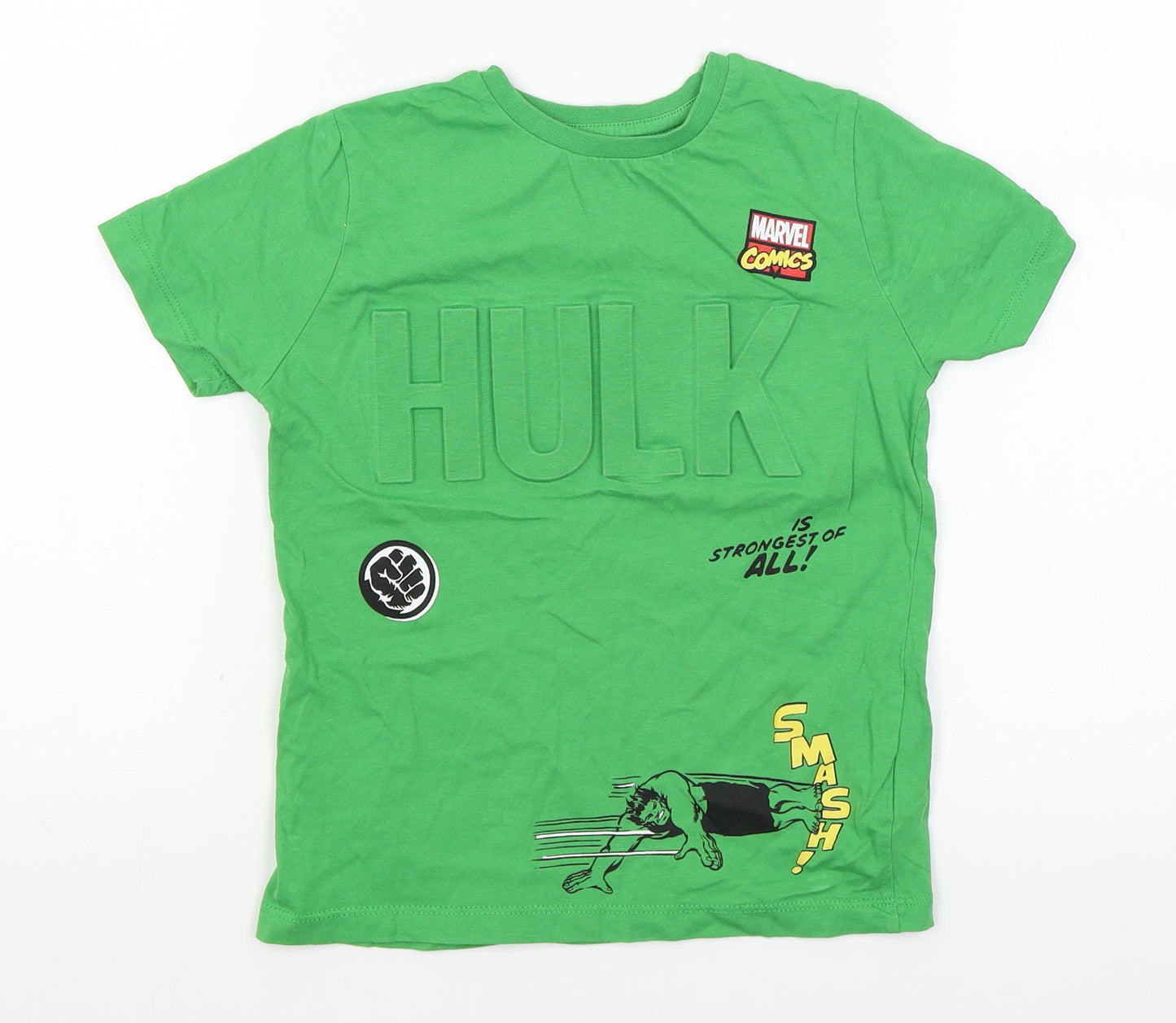 Primark Boys Green   Basic T-Shirt Size 5-6 Years  - HULK