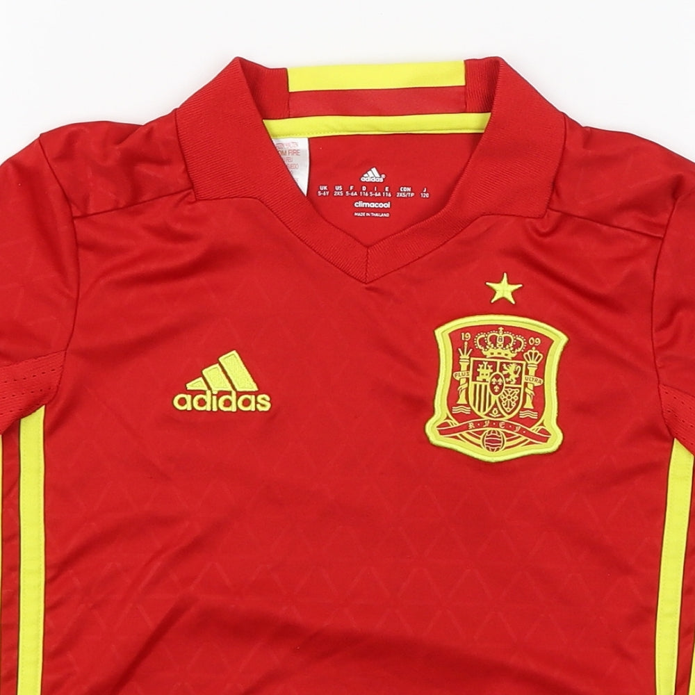 adidas Boys Red   Basic T-Shirt Size 5-6 Years  - spanish football