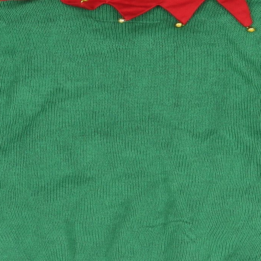 The Christmas Workshop Boys Green Striped Knit Pullover Jumper Size 7-8 Years  - jingle bells Christmas jumper