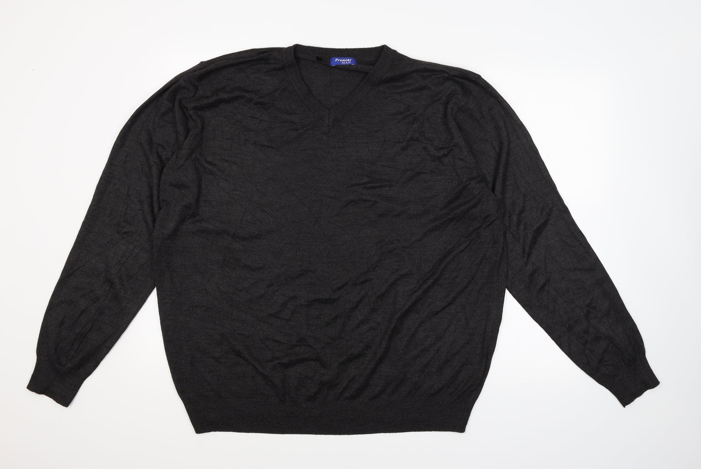 Premier Mens Black  Knit Pullover Jumper Size XL