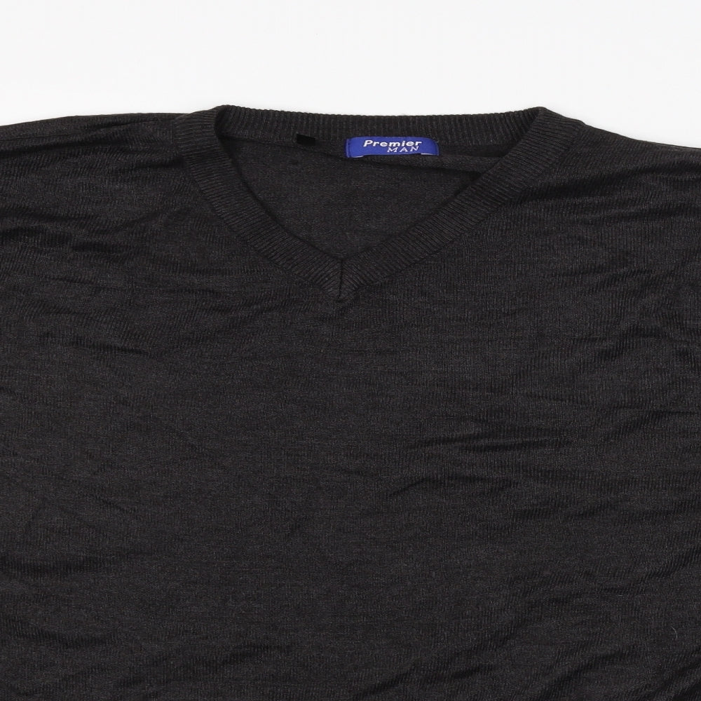 Premier Mens Black  Knit Pullover Jumper Size XL