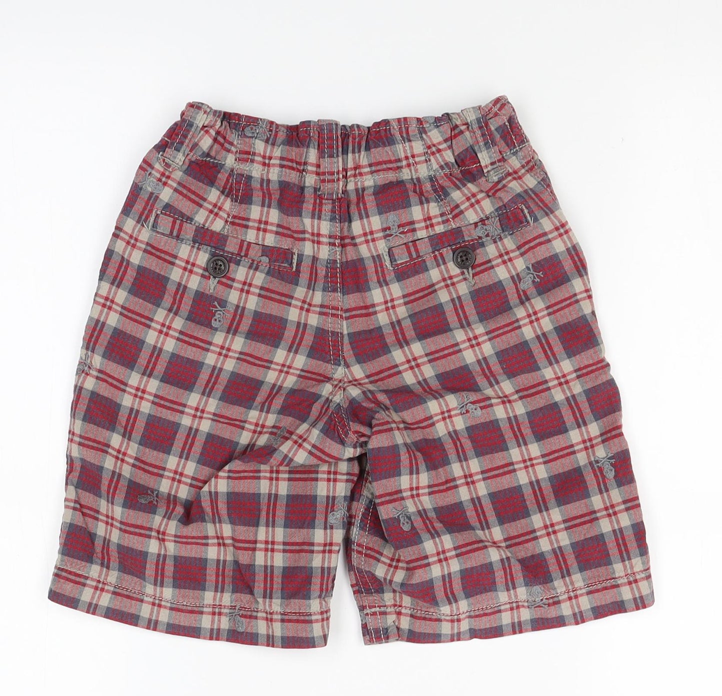 Gap Boys Red Plaid  Bermuda Shorts Size 6 Years - embroidered skull and crossbones