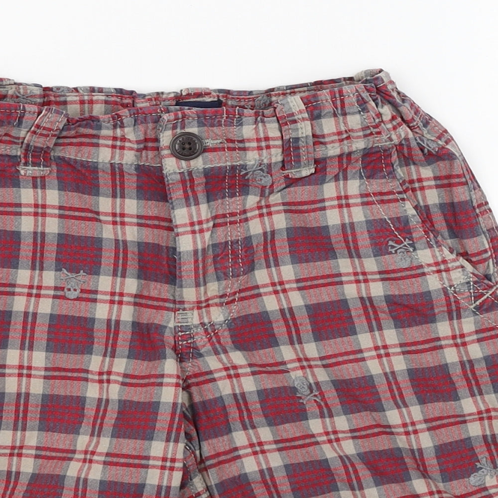 Gap Boys Red Plaid  Bermuda Shorts Size 6 Years - embroidered skull and crossbones