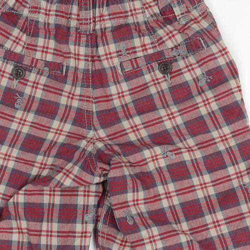 Gap Boys Red Plaid  Bermuda Shorts Size 6 Years - embroidered skull and crossbones