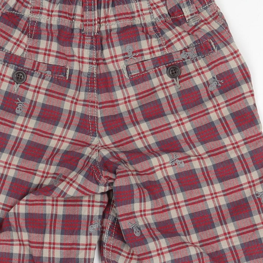 Gap Boys Red Plaid  Bermuda Shorts Size 6 Years - embroidered skull and crossbones