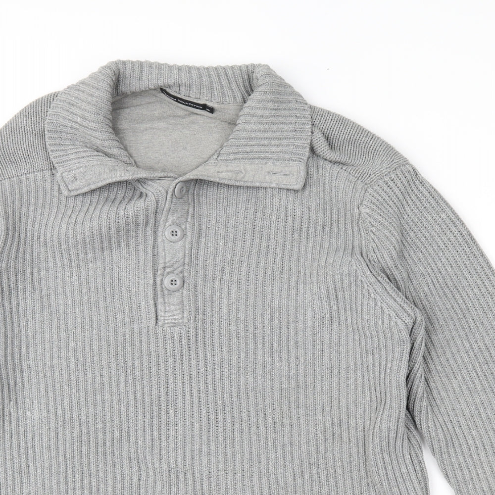 French Connection Mens Grey   Henley Jumper Size XL