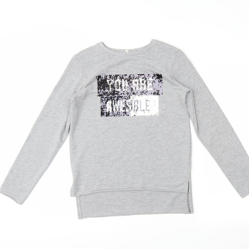 YD Girls Grey   Pullover Sweatshirt Size 11-12 Years  - Reversible sequins