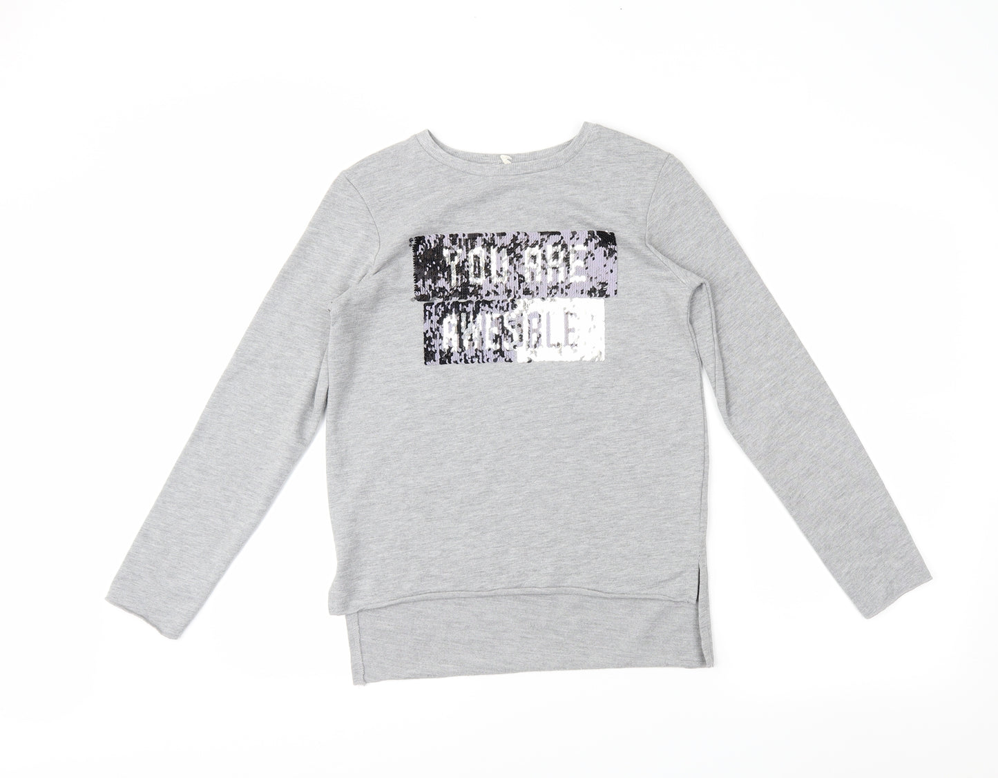 YD Girls Grey   Pullover Sweatshirt Size 11-12 Years  - Reversible sequins