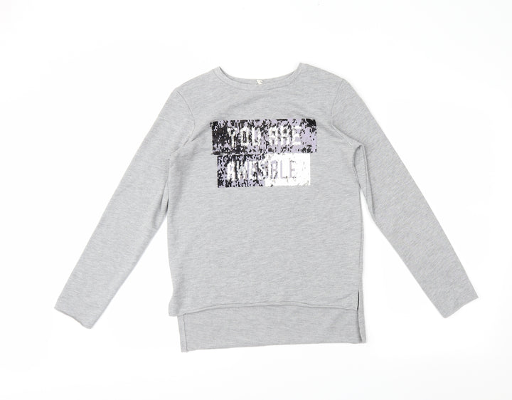 YD Girls Grey   Pullover Sweatshirt Size 11-12 Years  - Reversible sequins