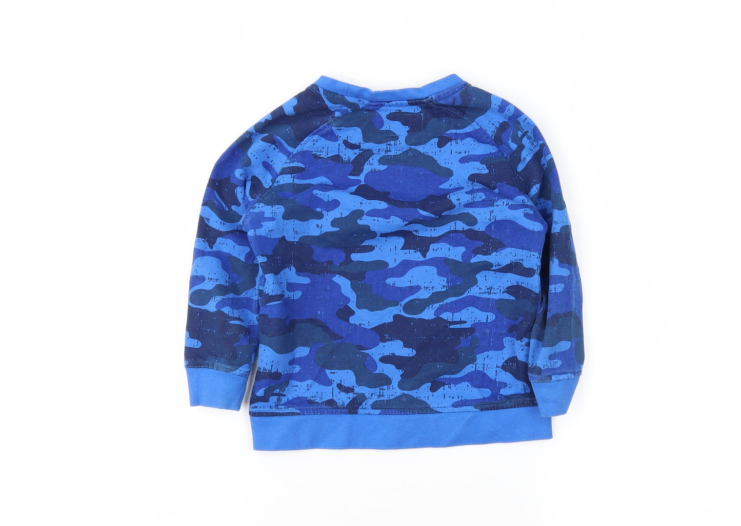 Mountain Warehouse Boys Blue Camouflage  Pullover Sweatshirt Size 2-3 Years