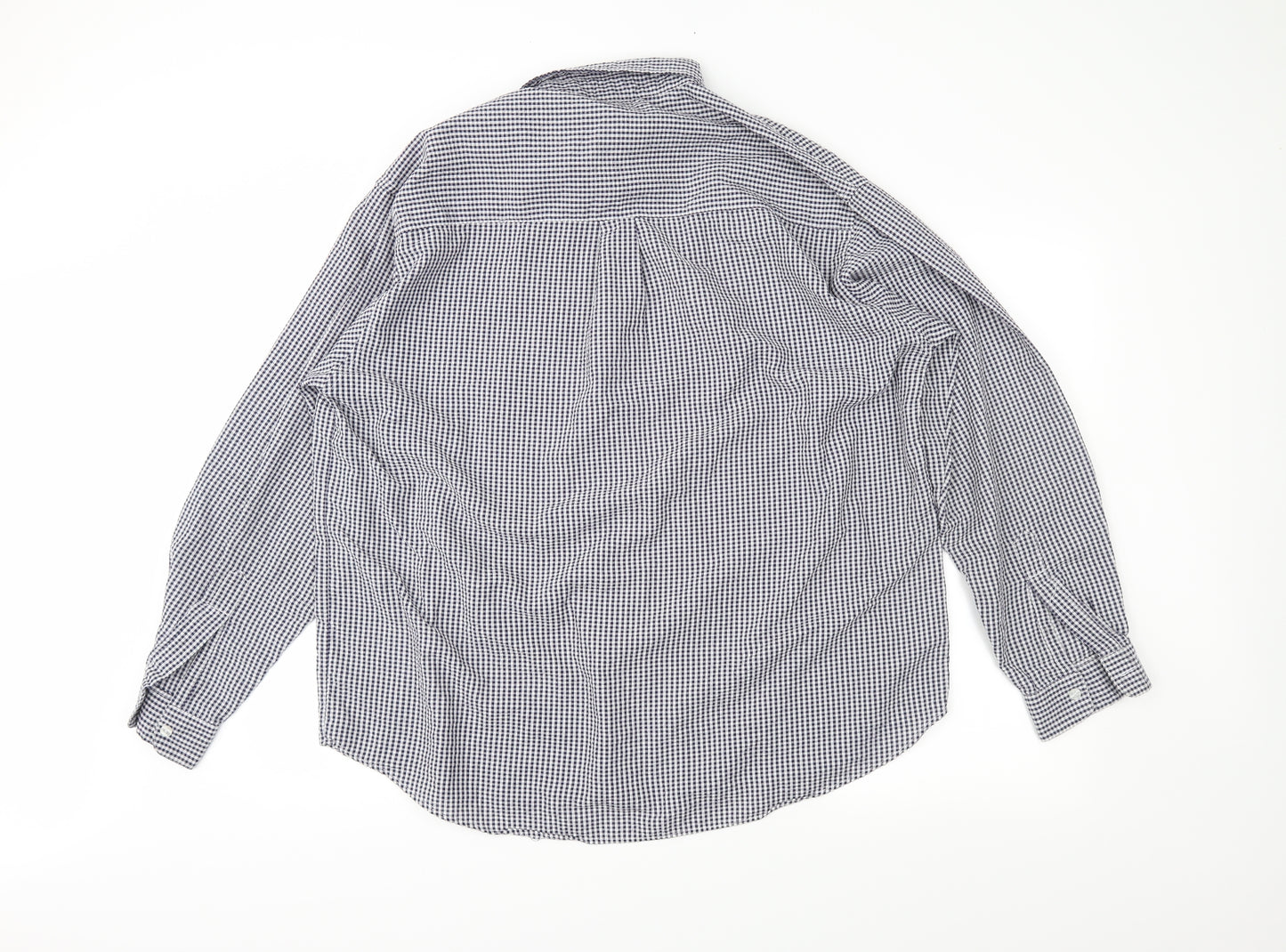 Grenouille Mens Blue Gingham   Dress Shirt Size XL