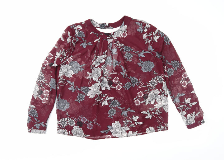 Atmosphere Womens Red Floral  Wrap Blouse Size 14