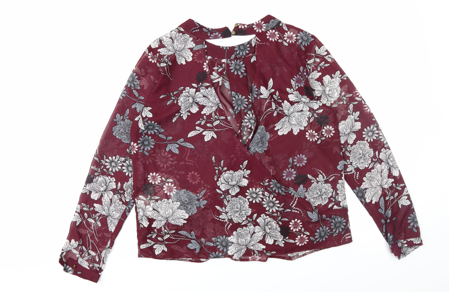 Atmosphere Womens Red Floral  Wrap Blouse Size 14