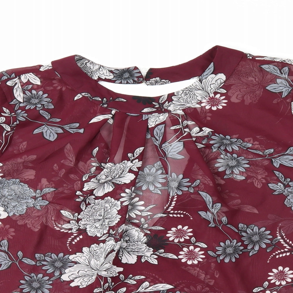 Atmosphere Womens Red Floral  Wrap Blouse Size 14