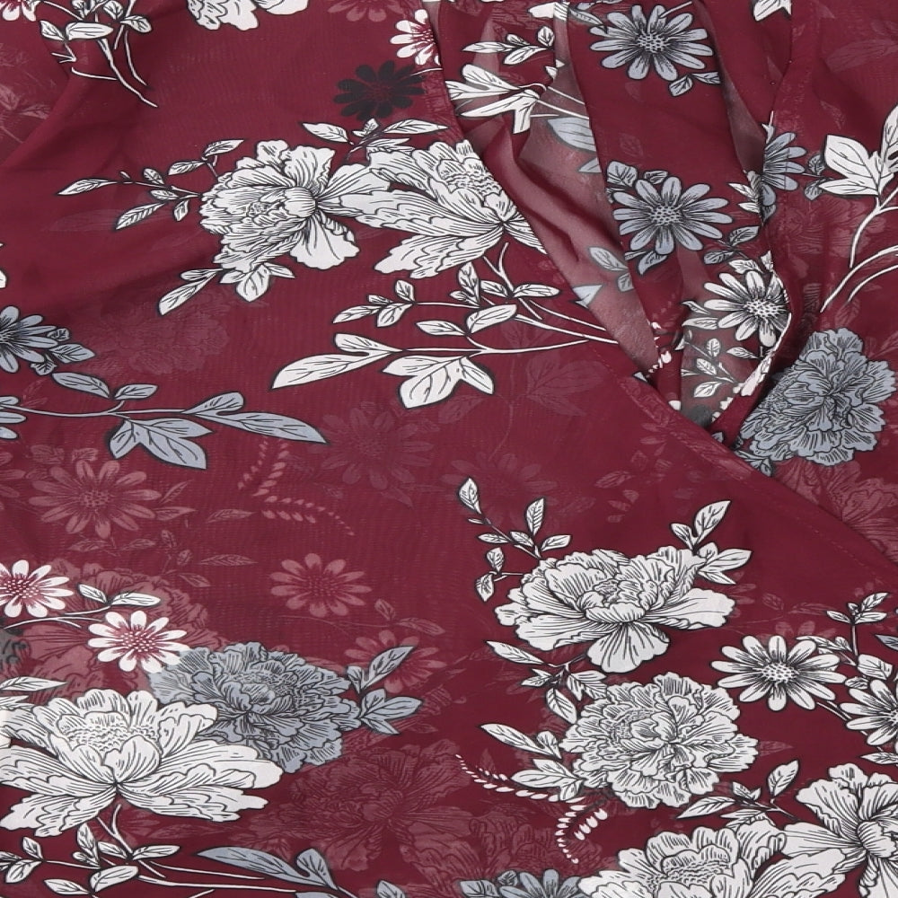 Atmosphere Womens Red Floral  Wrap Blouse Size 14