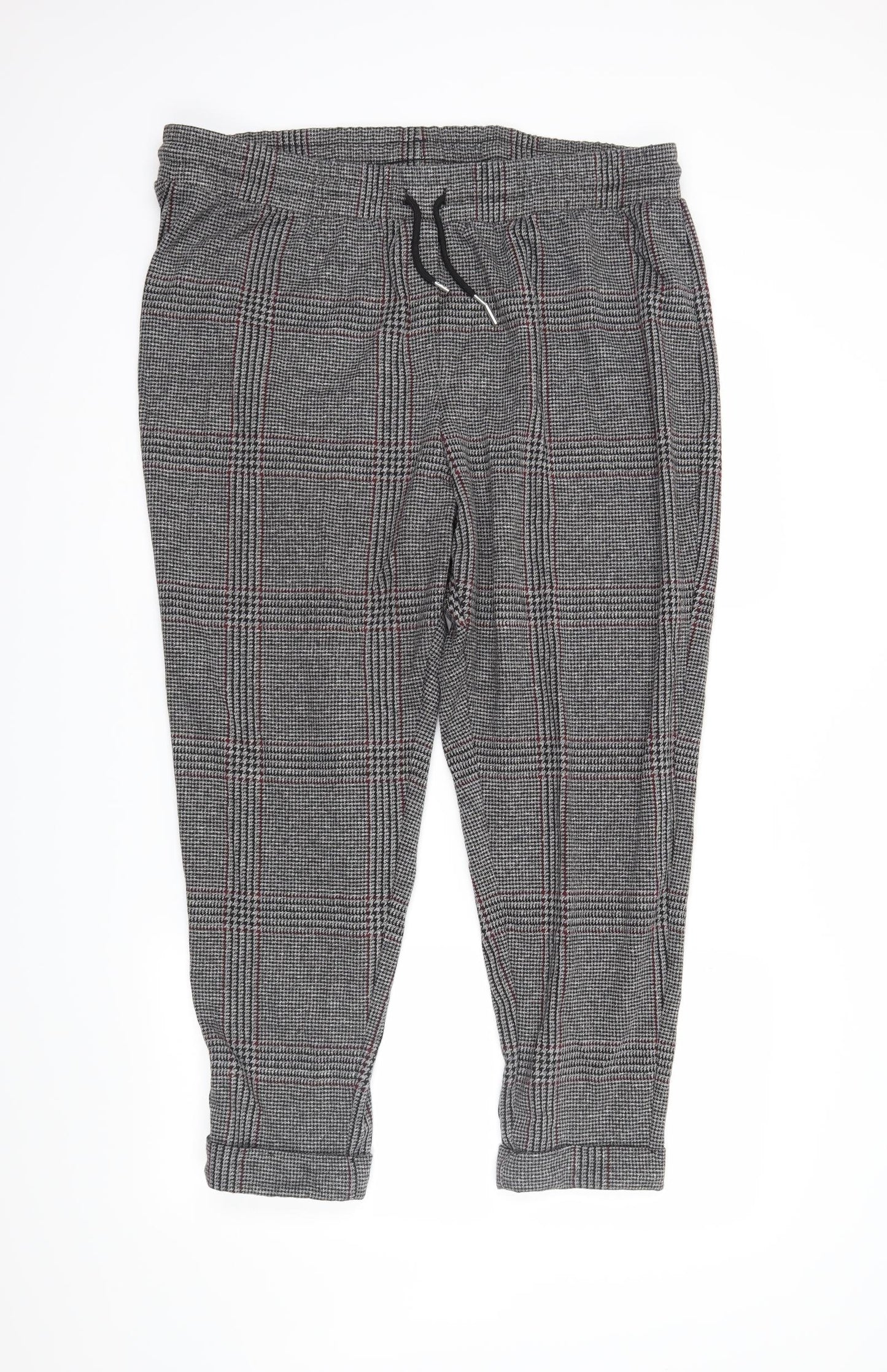 M&S Womens Grey Plaid  Sweatpants Trousers Size 20 L26 in