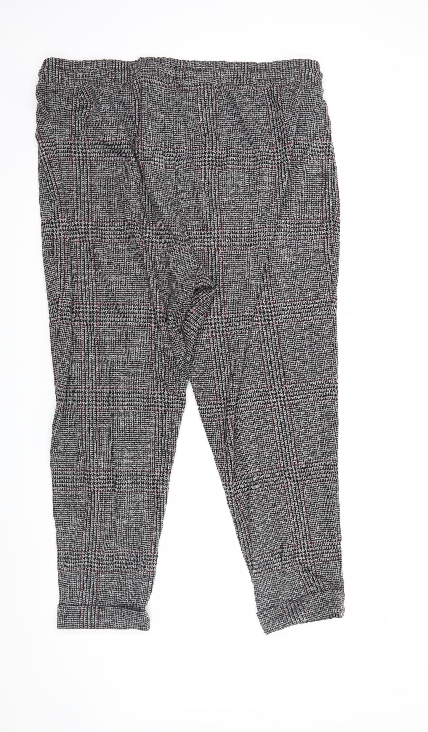 M&S Womens Grey Plaid  Sweatpants Trousers Size 20 L26 in
