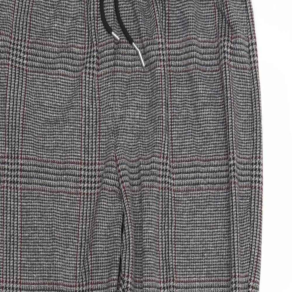 M&S Womens Grey Plaid  Sweatpants Trousers Size 20 L26 in