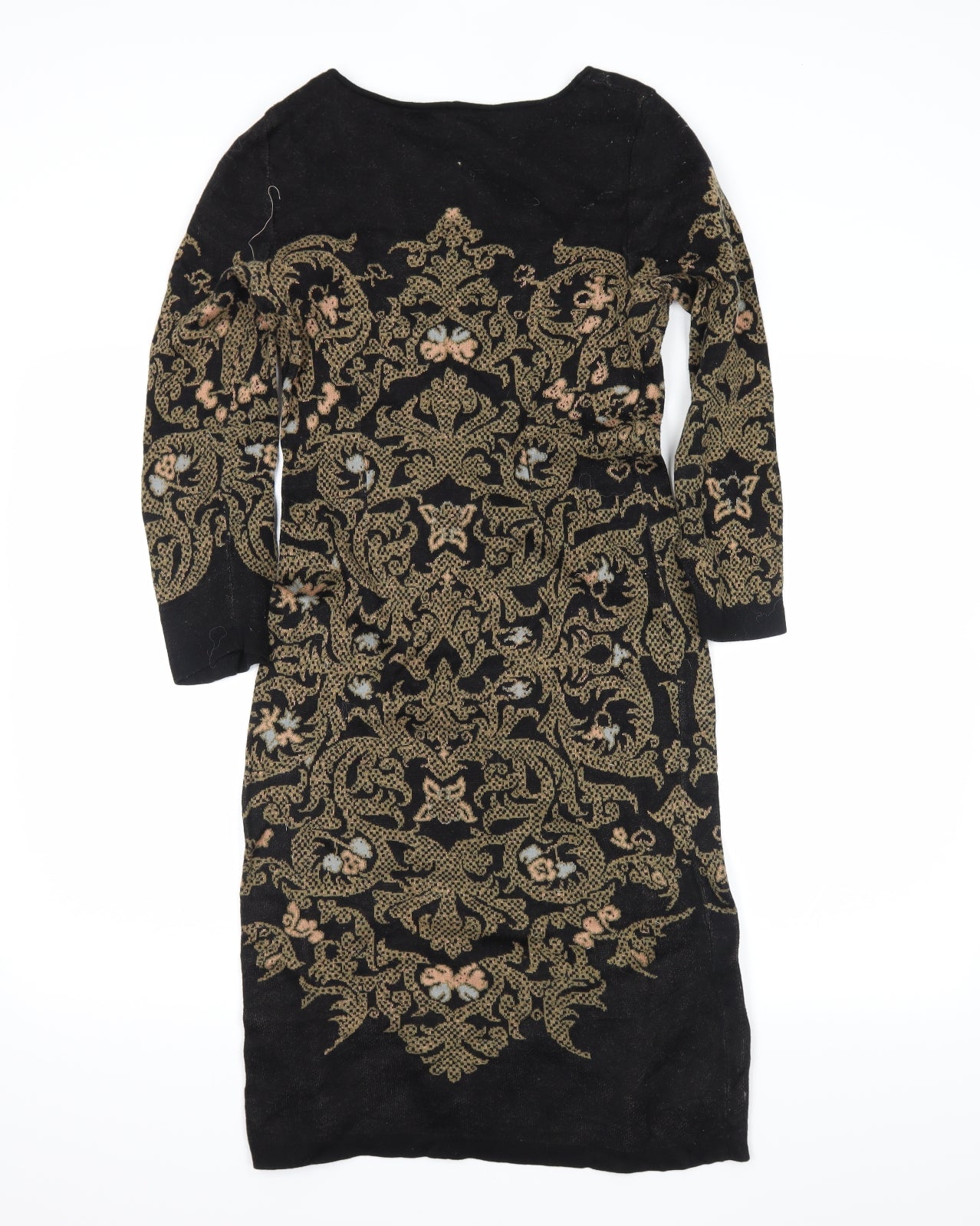 Peruvian Connection Womens Black Floral  Jumper Dress  Size M