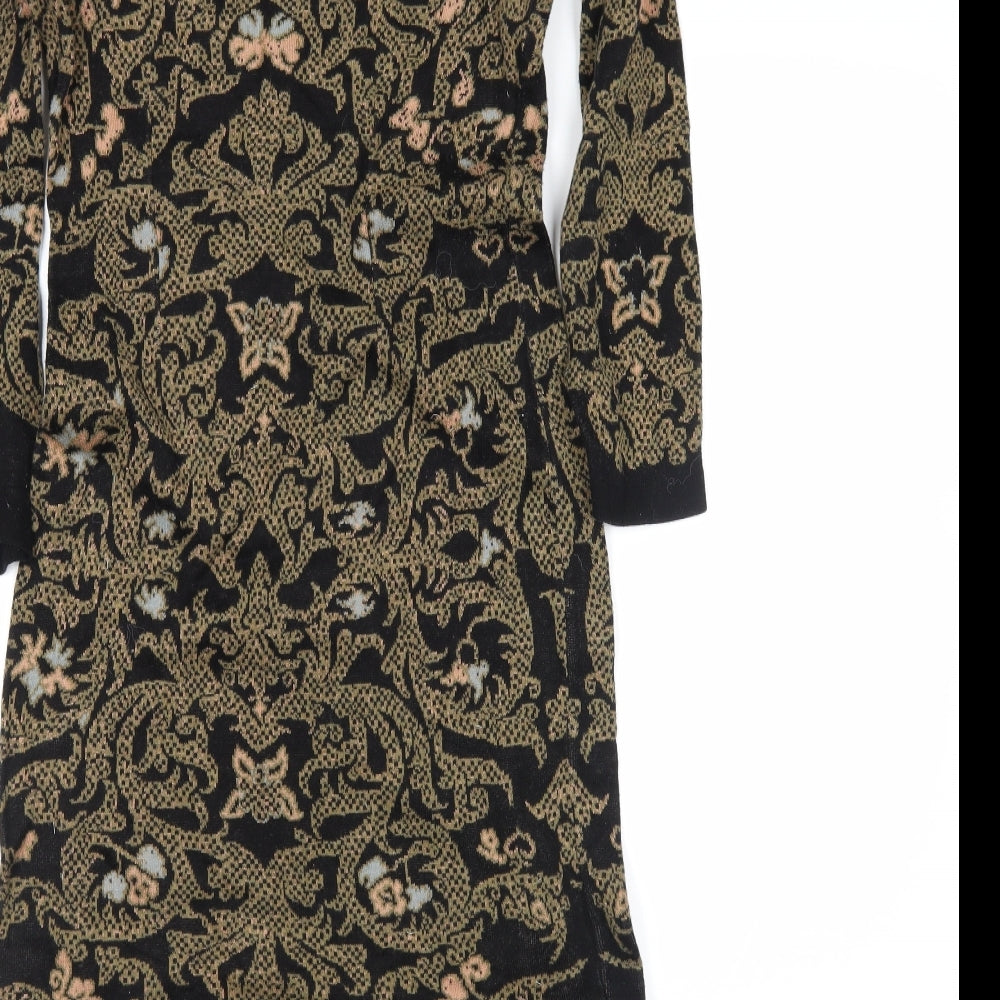 Peruvian Connection Womens Black Floral  Jumper Dress  Size M