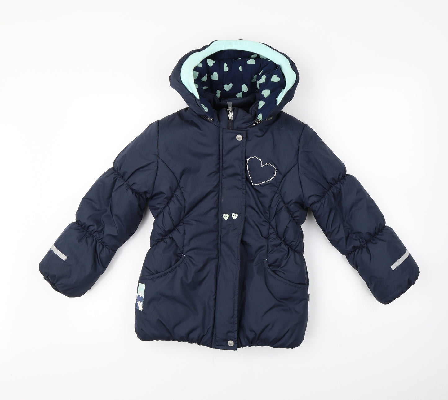 Preworn Girls Blue   Puffer Jacket Coat Size 8-9 Years