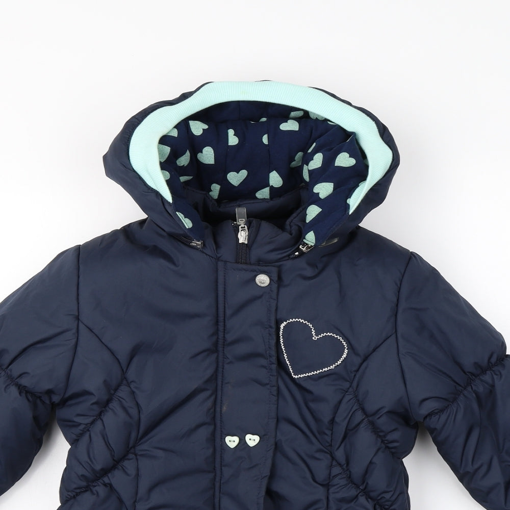 Preworn Girls Blue   Puffer Jacket Coat Size 8-9 Years
