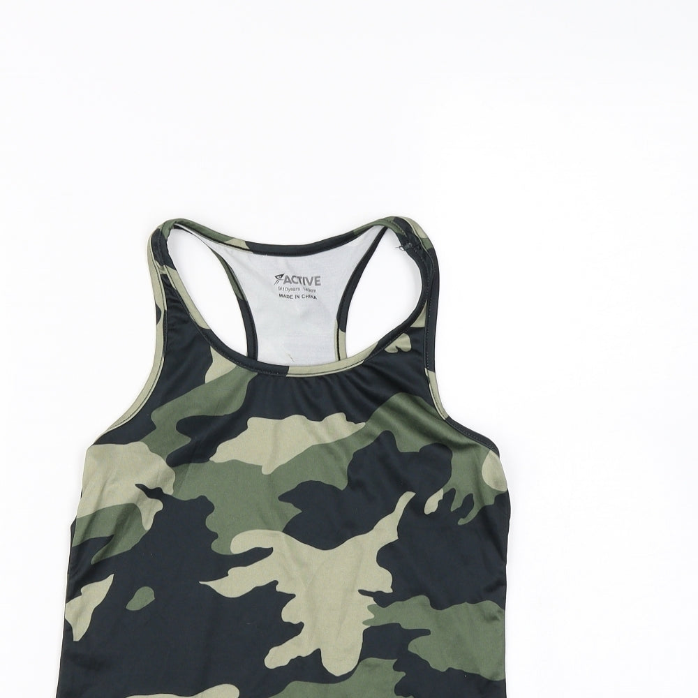 Active Girls Green Camouflage  Basic Tank Size 9 Years
