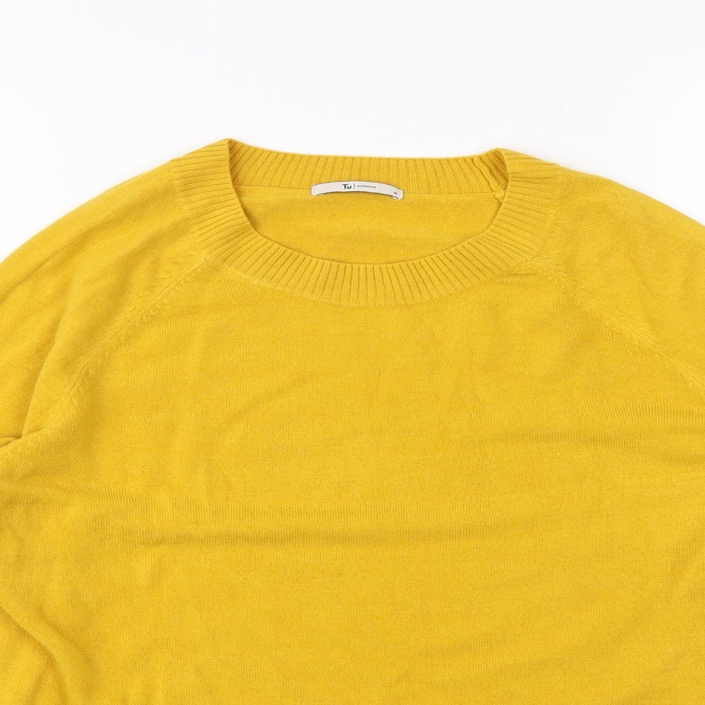 TU Womens Yellow   Pullover Sweatshirt Size 14