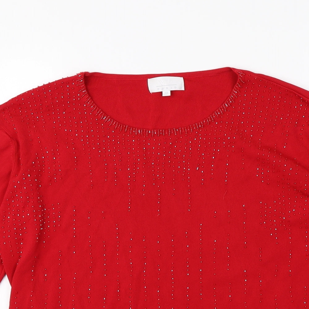 Paris Womens Red   Basic T-Shirt Size 18