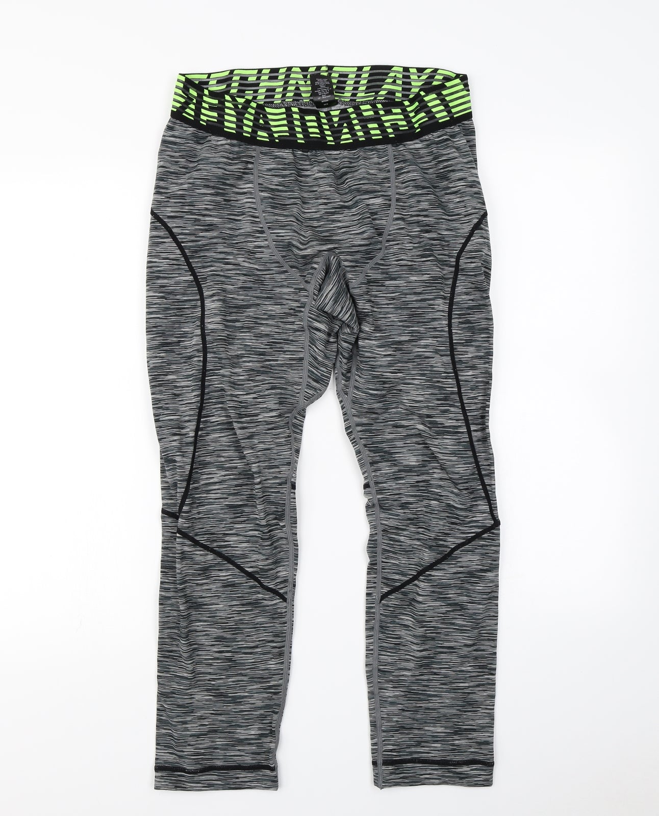 Workout Womens Green Herringbone  Compression Leggings Size XL L28 in
