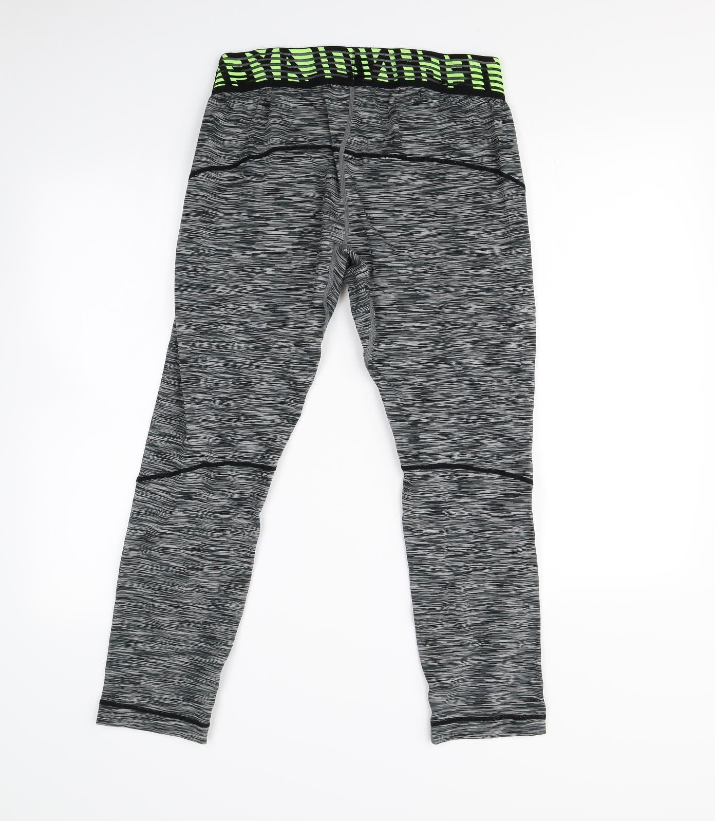 Workout Womens Green Herringbone  Compression Leggings Size XL L28 in